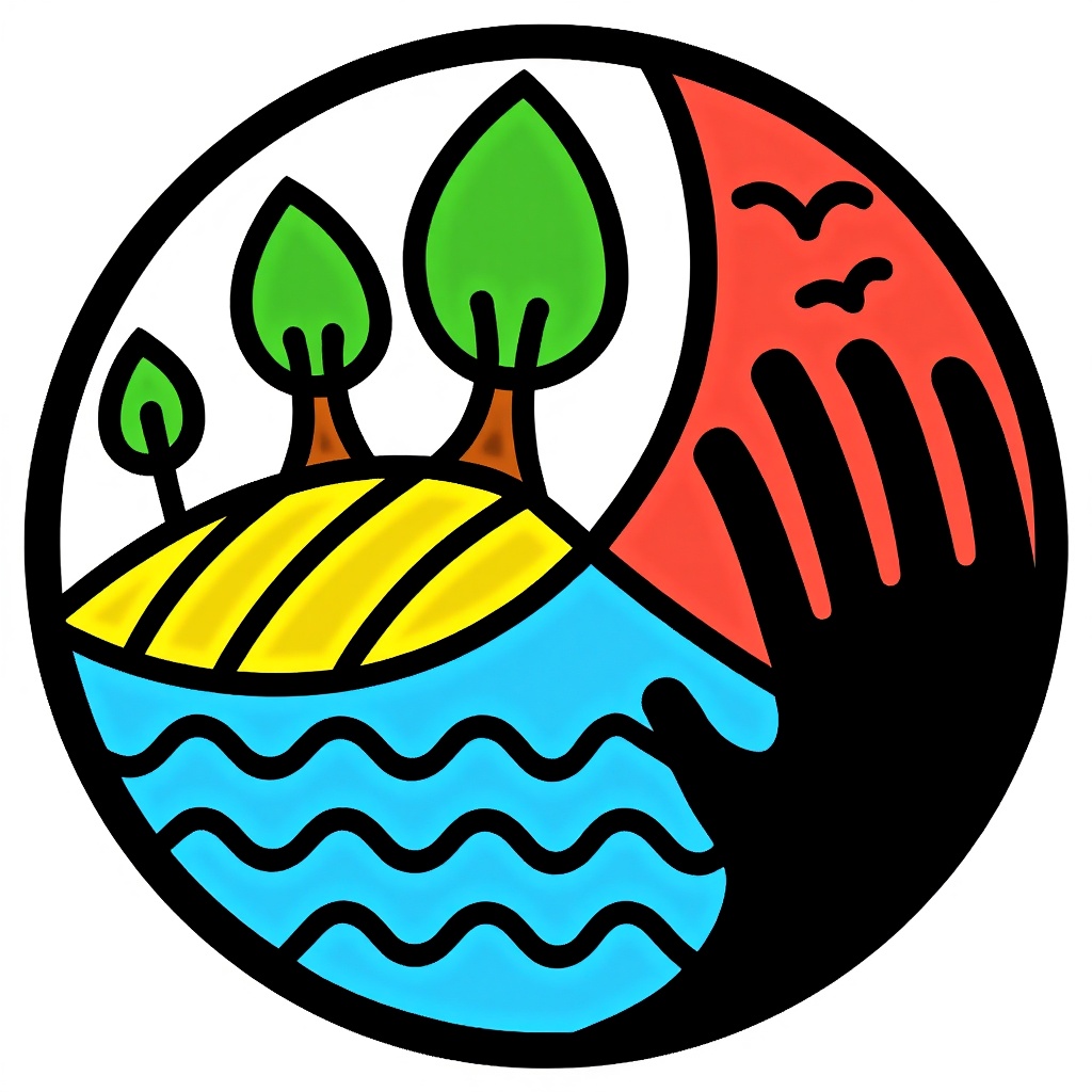 For the Love of Creation logo showing land, water and a hand