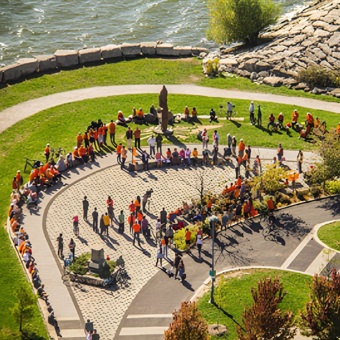 People gathered at Humber Bay Shores for the National Day for Truth and Reconciliation